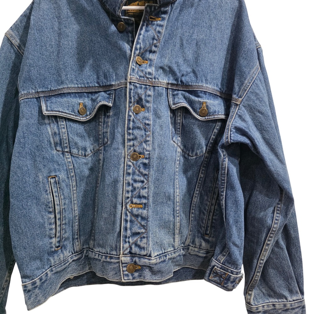 Eddie Bauer Vintage Denim Jacket Mens XL Blue Trucker Cotton Jean Jacket